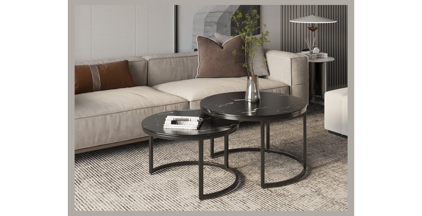 Table basse collection NAZARI. Meuble type CONTEMPORAIN. Marbre noir.