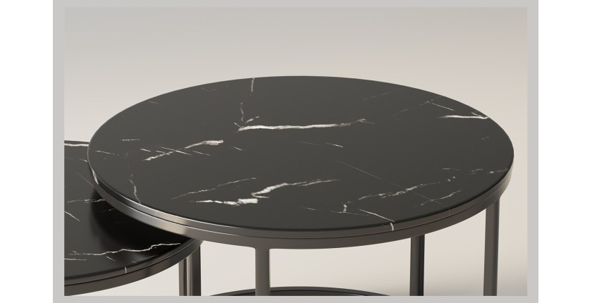 Table basse collection NAZARI. Meuble type CONTEMPORAIN. Marbre noir.