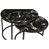 Table basse collection NAZARI. Meuble type CONTEMPORAIN. Pierre aspect marbre noir.