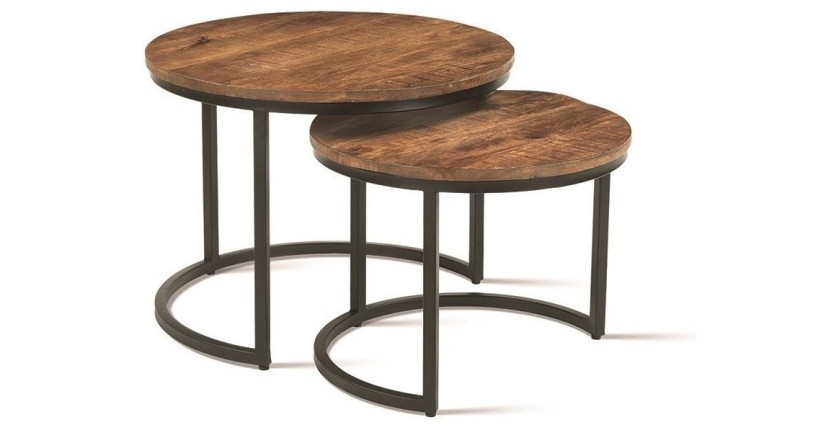 Table basse collection GOJI marron-bois.