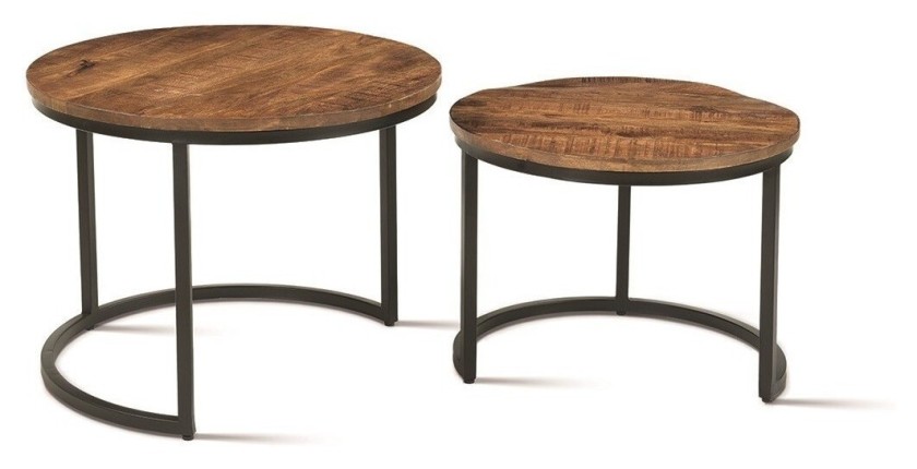 Table basse collection GOJI marron-bois.