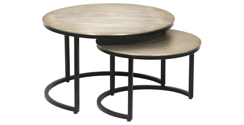 Table basse collection IMARA argent vieilli.