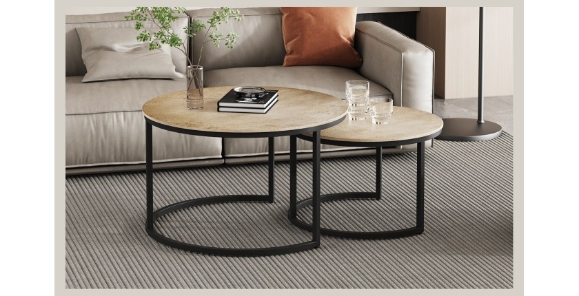 Table basse collection IMARA argent vieilli.