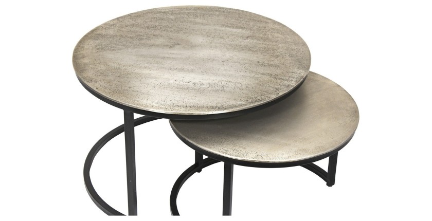 Table basse collection IMARA argent vieilli.