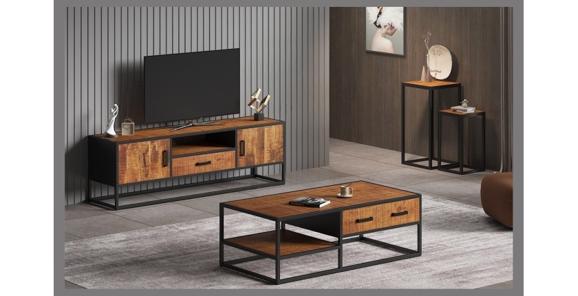 Table basse collection MADEIRO marron-bois.