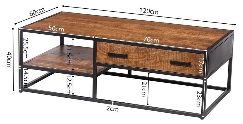 Table basse collection MADEIRO marron-bois.