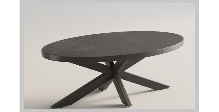 Table basse ovale collection MADEIRO noir.