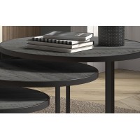 Table basse gigogne ronde noir collection LENOX. Meuble style industriel