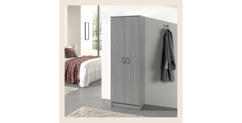 Armoire de rangement, collection STAN, 2 portes, coloris gris,  idéal pour votre entrée, salle de bain ou buanderie.