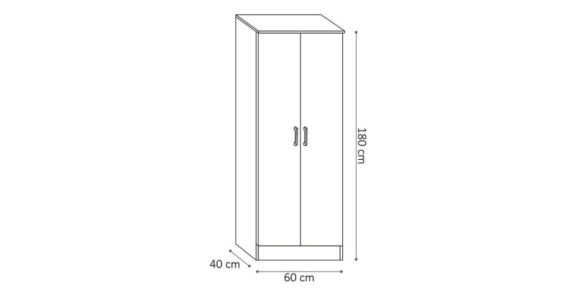 Armoire de rangement, collection STAN, 2 portes, coloris gris,  idéal pour votre entrée, salle de bain ou buanderie.