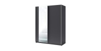 Armoire, garde robe 150cm coloris gris graphite collection GOZU. Deux portes coulissantes. Dressing complet avec miroir.