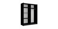 Armoire design 150cm coloris noir et chêne collection STRANO. Deux portes coulissantes. Dressing complet avec miroir.