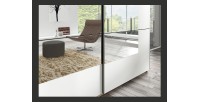 Chambre à coucher complète collection EOS : Armoire 120cm, Lit 180x200, commode, chevets. Couleur blanc mat
