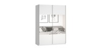 Chambre à coucher complète collection EOS : Armoire 120cm, Lit 180x200, commode, chevets. Couleur blanc mat