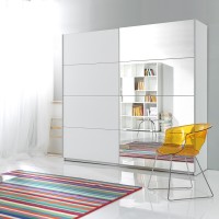 Chambre à coucher complète collection EOS : Armoire 180cm, Lit 180x200, commode, chevets. Couleur blanc mat