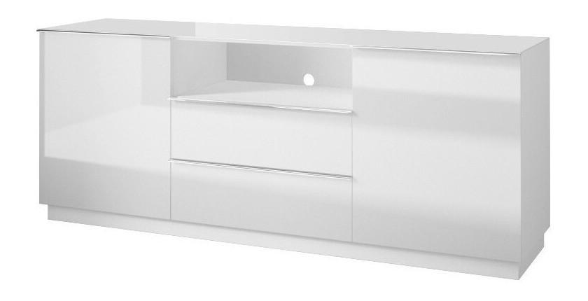 Buffet 180cm 2 portes et 2 tiroirs collection ZANTE. Coloris blanc brillant. LED incluses