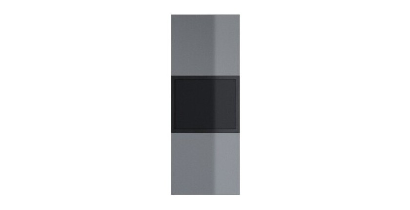 Vitrine suspendue, 1 porte vitrée avec LED intégrée collection ZANTE. Coloris noir et gris brillant.