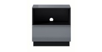 Petit Meuble TV ou meuble d'appoint 50cm collection ZANTE avec 1 tiroir et une niche avec LED. Couleur noir et gris brillant.