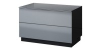 Meuble TV ou meuble d'appoint 80cm collection ZANTE avec 2 tiroirs. Couleur noir et gris brillant.
