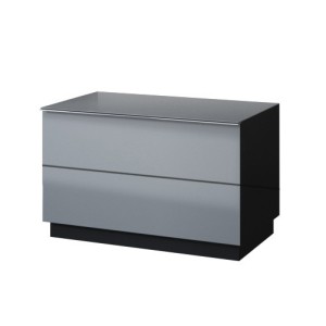 Meuble TV ou meuble d'appoint 80cm collection ZANTE avec 2 tiroirs. Couleur noir et gris brillant.