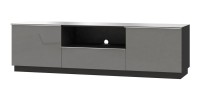 Meuble TV 180cm collection ZANTE avec 2 portes et 1 tiroir. LED incluses. Couleur noir et gris brillant.