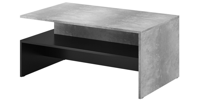 Ensemble de 7 meubles de salon collection RAMOS. Couleur gris effet béton et noir.