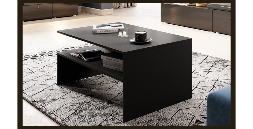 Ensemble de 7 meubles de salon collection RAMOS. Coloris noir brillant