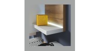Ensemble meubles de salon avec LED collection BERGAME. Coloris chêne et blanc.