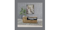 Ensemble 5 meubles de salon collection BONO. Couleur chêne et gris anthracite.