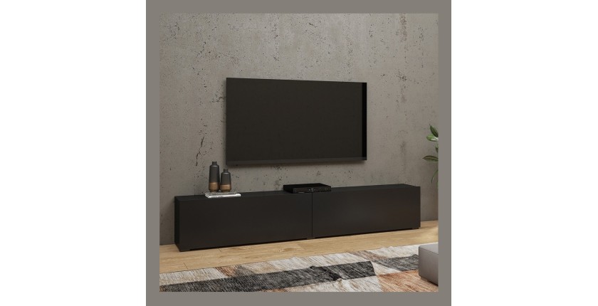 Meuble TV 180cm collection EVA. Couleur noir et chêne.