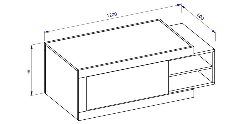 Table basse design extensible collection SINATRA. Couleur chêne foncé et blanc mat.