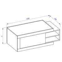 Table basse design extensible collection SINATRA. Couleur chêne foncé et blanc mat.