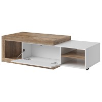 Table basse design extensible collection SINATRA. Couleur chêne foncé et blanc mat.