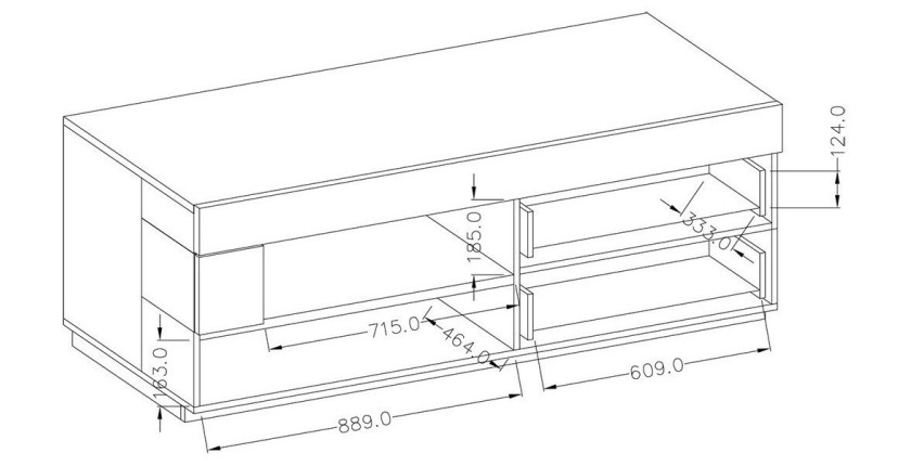 Meuble TV 160cm collection KILES. Coloris blanc et chêne. Style design. LED intégrée