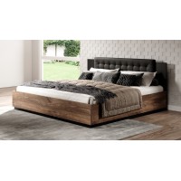 Chambre à coucher complète FOX: Armoire 200cm, Lit 180x200, commode, chevets. Couleur chêne foncé et noir