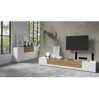 Ensemble meuble TV et buffet XL collection RIGA. Coloris blanc et chêne