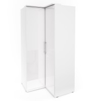 Armoire d'angle pour dressing collection MODULO coloris blanc avec LED incluses.