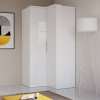Armoire d'angle pour dressing collection MODULO coloris blanc avec LED incluses.