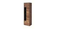 Vitrine haute design, 1 porte, 1 tiroir et 4 niches apparentes collection SILVA. Coloris chêne et gris.