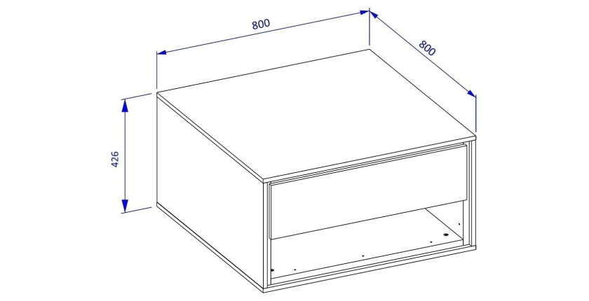 Table basse design avec 2 tiroirs collection SYLVA et niches de rangement. Couleur chêne et gris.