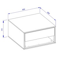 Table basse design avec 2 tiroirs collection SYLVA et niches de rangement. Couleur chêne et gris.