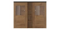 Vaisselier design 2 portes pour salon couleur chêne et noir effet bois. collection SANTIAGO.