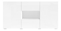 Buffet design 140cm pour salon couleur blanc brillant collection PAROS.