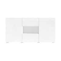 Buffet design 140cm pour salon couleur blanc brillant collection PAROS.