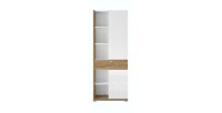 Ensemble de 6 meubles de salon collection MENDOZA. Coloris blanc brillant et chêne.