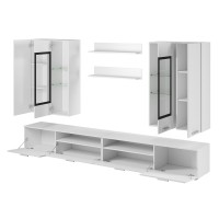 Composition XL de 8 meubles design pour salon couleur blanc et noir collection CONNOR