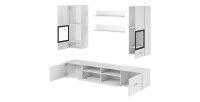 Composition de 5 meubles design pour salon couleur chêne et gris anthracite collection CONNOR