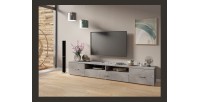 Meuble TV XL 210cm collection CONNOR. Coloris gris effet béton