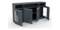 Buffet XL 180cm avec 4 portes couleur gris brillant avec éclairage LED multicolore intégré collection BOMBAY.