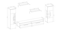 Composition de 5 meubles design pour salon coloris gris effet ardoise collection BOMBAY